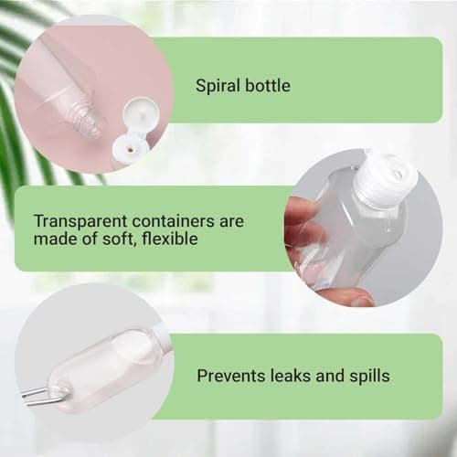 CLDURHGE 6 Pack Travel Size Bottles, 50ml TSA-Approved Refillable Containers with Clips, Leakproof Squeeze Bottles for Hand Sanitizer, Shampoo, Toiletries, Portable Clear Plastic Travel Essentials — view 4