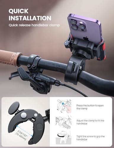 Lamicall Motorcycle Phone Holder for Filming - 【1s Quick Release】 Universal Motorbike Phone Mount, Phone Holder Bike for iPhone 17 16 15 14 13 Pro Max Plus Air Mini, Samsung S24 Ultra, 4.7-7” - Red — view 6