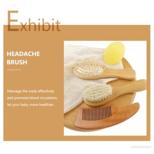 TOPPERFUN Bathing Utensil Head Massaging Brush Tender Brush Set Small Beech Wool Soft-bristle Keeps Head Clean for Travel and Outdoor Use — view 6