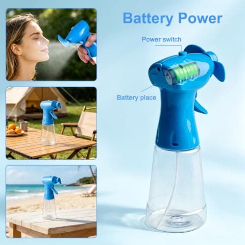 FounAwesome Handheld Water Mist Spray Fan, Portable Battery Powered 500ML Large Capacity Cooling Fan With Adjustable Nozzle, Personal Air Cooler For Travel Summer Beach Outdoor Use(2PCS Orange) — view 6