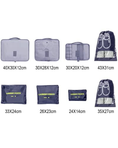 BillyBath Suitcase Organiser Travel Garment Bags, 8-in-1 Case Organiser Set, Packing Cubes, Suitcase Organiser, Packing Bags, Travel Luggage, for Clothes, Shoes, Underwear, Cosmetics — view 3