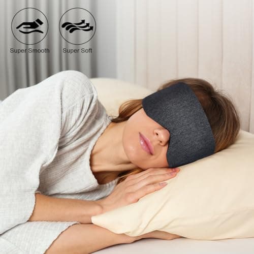 ACWOO Cotton Sleep Mask, Light-Blackout Sleeping Mask with Storage Pouch, Super Soft and Comfortable Eye Blinder, Sleeping Aid Eye Mask for Women & Men, Nap, Travel, Gifts, Meditation, Shift Work — view 3