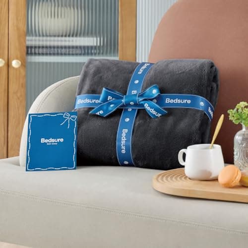 Bedsure Fleece Throw Blanket for Sofa - Flannel, Dark Grey, 130x150 cm (Pack of 3) — view 6