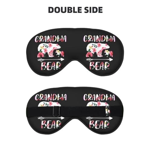 Grandma Bear Floral Flowers Eye Mask Sleep Mask Light BlockBlindfold Night Eyes Cover Soft Pressure-Free Eyeshade with Elastic Strap for Home Travel Office Nap Yoga — view 2