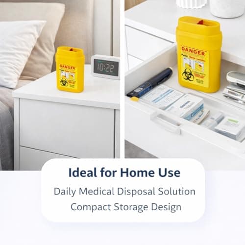 4Pcs Travel Sharps Bin Small – Portable Sharps Disposal Container for Insulin Pen Needles, Diabetic Syringes & Lancets – Compact Medical Travel Sharps Box Leakproof Design — view 6
