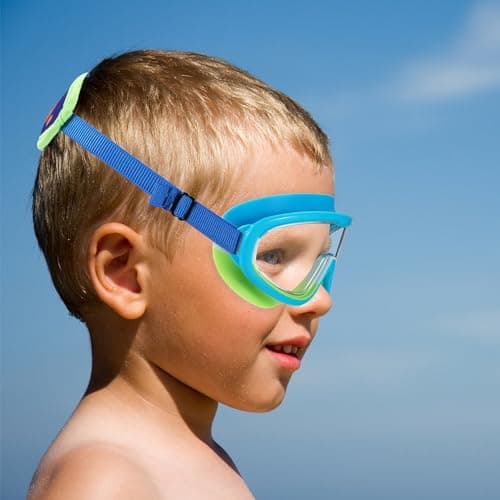 RUIGAO Kids Swim Goggles Age 4-7, Toddler Goggles No Tangle, Child Swimming Mask/Bungee Strap/Soft Band (1PK Toddler Mask - Blue Shark) — view 6