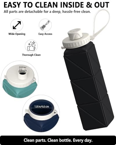 BEAUTAIL Collapsible Water Bottle 610 mL, Silicone Travel Water Bottle — view 5