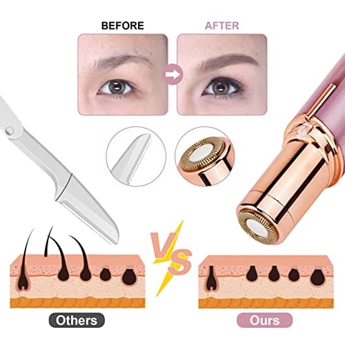 URAQT Facial Hair Remover for Women, Painless Face Hair Trimmer, Rechargeable Mini Epilator Lady Shaver Portable Electric Razor for Lips Face Body Peach Fuzz — view 4
