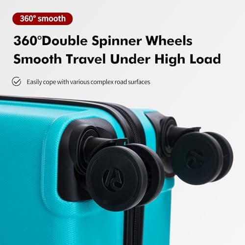 Rocklands® Cabin Suitcase 55x40x20cm Hard Shell TSA Lock, 4 Spinner Wheels, Lightweight Hand Luggage Small Bag, Approved for 100+ Airlines Including Ryanair, EasyJet (Turquoise, Cabin (20 Inch)) — view 4