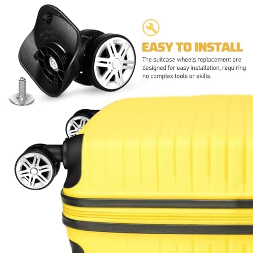 4 Pcs Universal Luggage Replacement Wheels for Suitcases, Black ABS — view 3