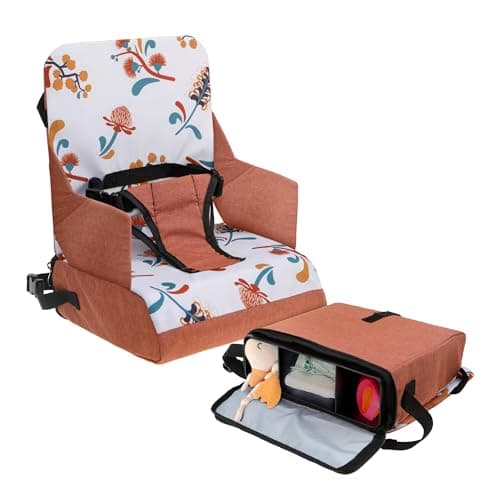 Dreambaby Grab ‘N Go Kids Booster Seat – Portable Travel Toddler High Chair for Dining (6M-3Y) with Storage & Shoulder Strap – Lightweight and Compact