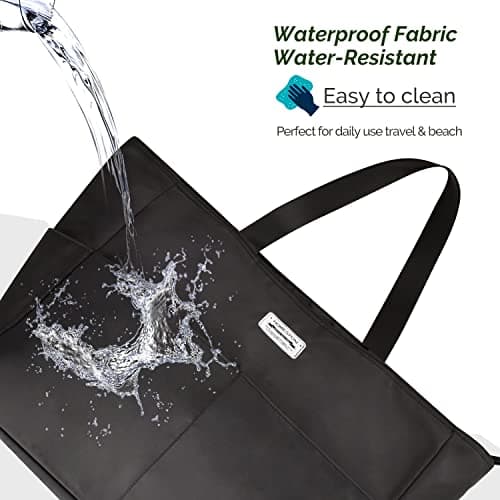 HOMESPON Large Waterproof Beach Bag for Women, Zippered Pool Tote — view 4
