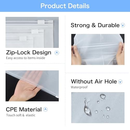 30Pcs Large ZipLock Bags for Clothes, 40x30cm Plastic Travel Bags, Reusable hospital bag organiser pouches, Waterproof Big Zip lock Bags for Clothes Shoes Cosmetics — view 5