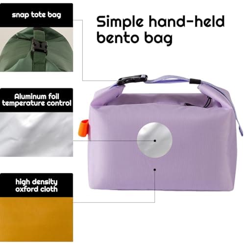 SUOXU Insulated Lunch Bag Leak Proof Thermal Lunch Tote for Adults Kids - Large Capacity Water Resistant Cooler Bag for Work, School, Picnic & Travel (Purple) — view 4