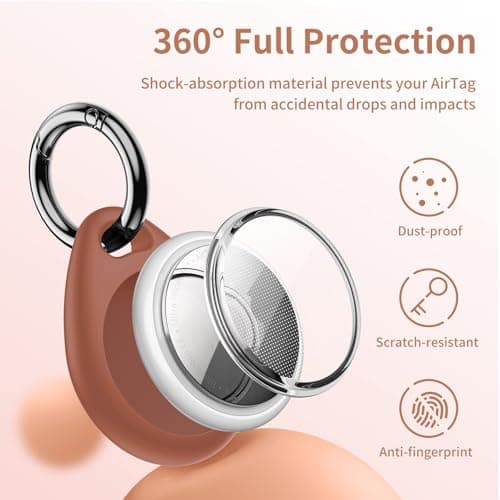 UNBREAKcable 360° Protective Case for AirTag (1st & 2nd Generation) [4 Pack], TPU Full Cover Keyring Holder with Premium Zinc Alloy Spring Clip, Scratch-Resistant Design for Keys, Bags, Luggage — view 3
