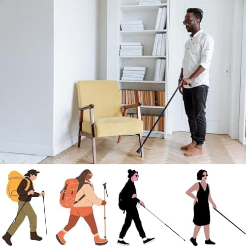 Walking Stick, Portable Collapsible Walking Stick and Mobility Aid Handy, Easily Adjustable Folding Travel Walking Cane for Women, Men & Disabled Flexible and Durable, 33-37 inches (Gold) — view 6