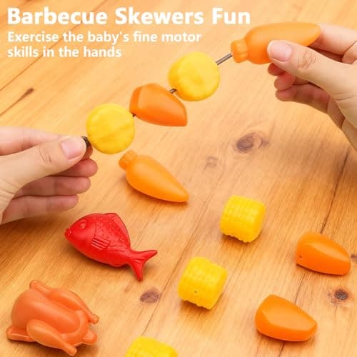 Kids BBQ Grill Toys Set, Kids Pretend Kitchen Role Play Set, Kitchen Toy Set with Spray Sound & Color-Changing Food 30+ PCS Play Kitchen Accessories,Simulation Camping Cooking Interactive Toys (Pink) — view 4