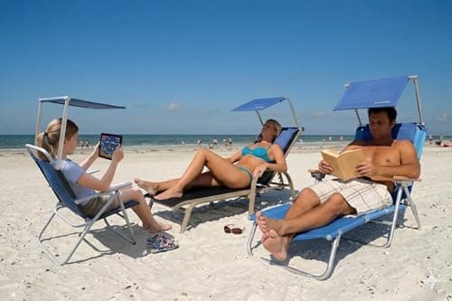 Sun Shade for Sun Lounger | Folding Sunshade for Garden Chair | UPF 50+ Portable Beach shade & Inflatable Cushion | Clip on Parasol Face shade - Cush N Shade — view 5