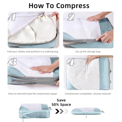 SYEXDZON Compression Packing Cubes, 8pcs Travel Organisers — view 5