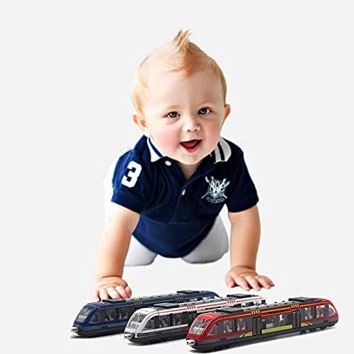 OTONOPI Toy Train Set High Speed Locomotive Engine Die Cast Model Car Sliding Linked Subway Bullet Train Set for Kids Pack of 3 — view 6