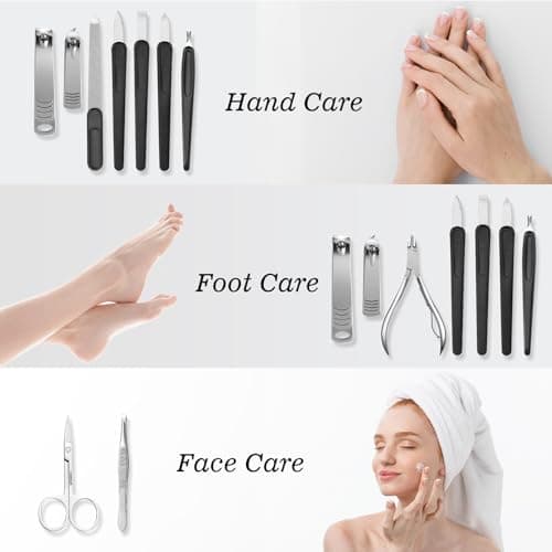 Manicure Set 10pcs Professional Nail Clippers Kit Pedicure Care Tools-Stainless Steel Grooming Tools for Travel-Brown — view 2
