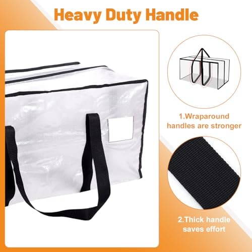 Dntorx 8 Pack 90L Moving Bags with L Zip, Clear Waterproof Storage Totes — view 6