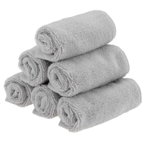 Lanjue 6 Pack Flannel Face Cloths, 20 x 20 cm, Soft Bamboo Fibre, Grey