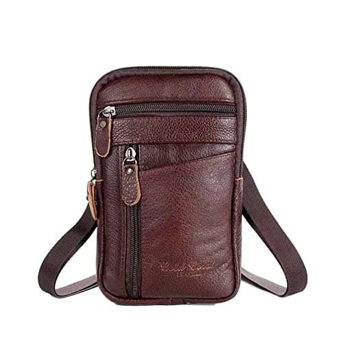 Men's Leather Phone Bag Retro Multifunctional Chest Bag Shoulder Backpack Messenger Casual Cash Waist Bag Male Business Bag