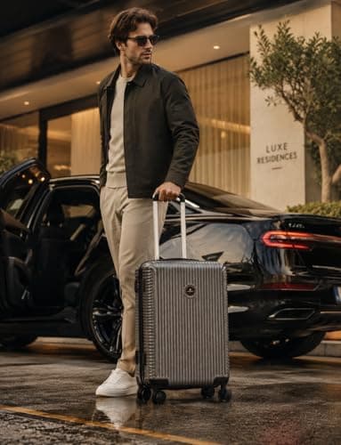 Larkbury Hard Shell Expandable Suitcase, Lightweight PC+ABS Travel Luggage with TSA Lock, Double Spinner Wheels & High Capacity Storage (Grey, 20" in) — view 4
