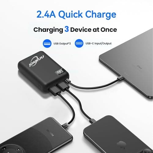 Small Portable Phone Charger 10000mAh Quick Charge 2.4 A Power Bank External Battery Packs Dual Ports with LCD Display Powerpack Compatible for iPhone Huawei iPad Samsung Nintendo Switch and Tablets — view 6