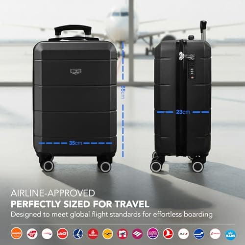 LUGG 20-Inch Jetset Lightweight Cabin Suitcase, ABS Hard Shell, Water-Resistant Carry-On Luggage, TSA-Approved Lock, 4 Spinner Wheels, 3-Step Telescopic Handle, EasyJet Overhead, 55 x 35 x 23 cm — view 2