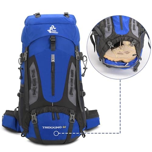 Bseash 60L Waterproof Lightweight Hiking Backpack with Rain Cover,Outdoor Sport Travel Daypack for Climbing Camping Touring (Army Green) — view 5