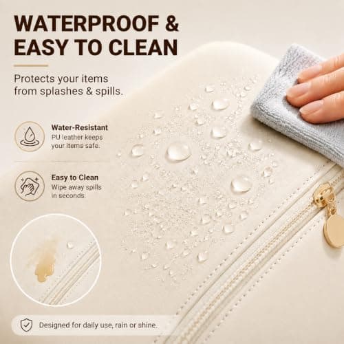 Travel Makeup Cosmetic Bag, Waterproof PU Leather Organiser, Brush Pocket — view 4