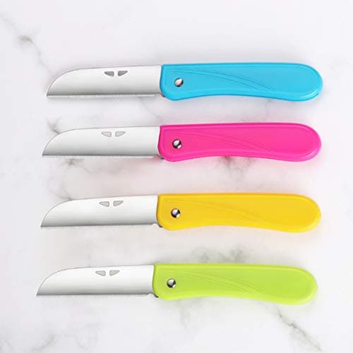 Fruit Knife, 4 Pieces of New Foldable Small Kitchen Knife, Exquisite and Beautiful, Small and Easy to Carry，Suitable for Most Types of Vegetables and Fruits(red, Blue,Green,Yellow) — view 3