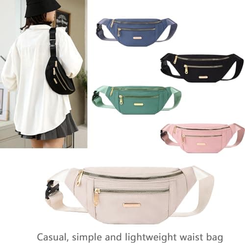 BAIYSFFG Fanny Pack Fashionable Waist Bag Unisex Fashion Waist Bag Casual Travel Bum Bag with 3 Zipper Pockets for Women Men Sports Running Hiking Jogging (Beige) — view 4