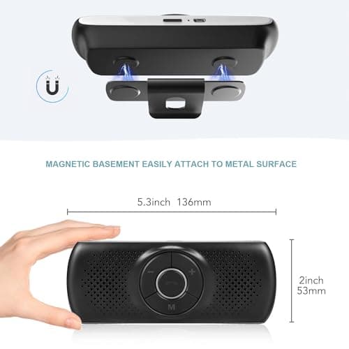 LETRADE Hands Free Car Phone Kit Bluetooth,Support Siri Google Assistant Voice Commands Calls,GPS, Music with TF Card Slot, Magnetic Clip, Automatic Connection,for Android & iOS Phones — view 5
