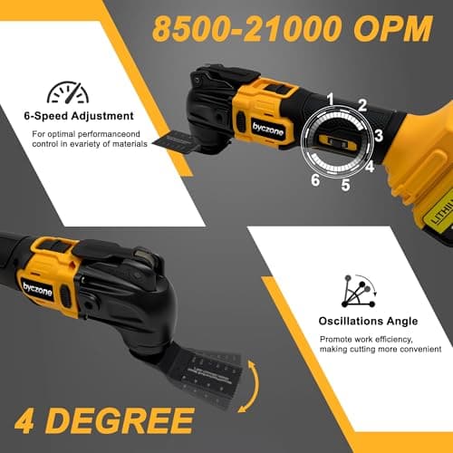 Cordless Oscillating Multitool for DeWalt 18V Battery, Cordless Multi Tools with 6 Variable Speed, 4°Oscillation Angle, 23PCS Oscillating Tool for Scraping Cutting Sanding [Tool Only] — view 4