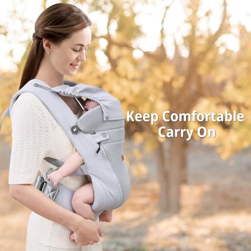 CUBY Baby Carrier Ergonomic Newborn-Toddler Adjustable Head Support（Grey） — view 5
