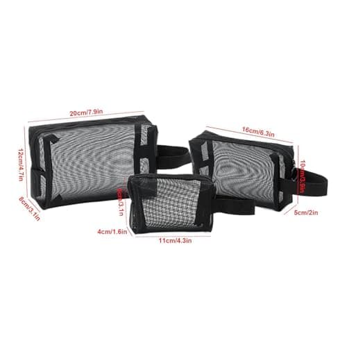 Mesh Makeup Storage Bag Portable 3 Piece Set with, black, Siehe — view 6