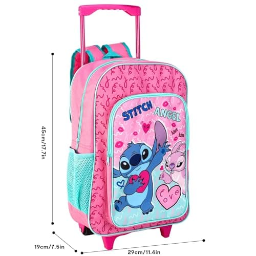 Stitch Deluxe Trolley Backpack Childrens Travel Bag Kids Girls Character Luggage Carrier Suitcase Cabin Bag with Side Mesh Pockets Lilo — view 6