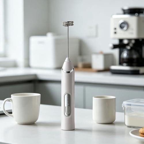 OPPWONG Milk Frother with Rechargeable Battery and Spill Proof (White) — view 2