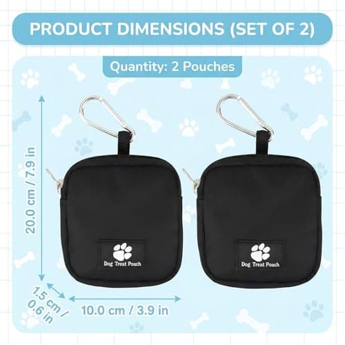 BOFYTR 2Pcs Black Dog Treat Pouch, Magnetic Closure Training Bag with Clip, Compact Storage Pouch for Outdoor Walking & Hiking — view 2