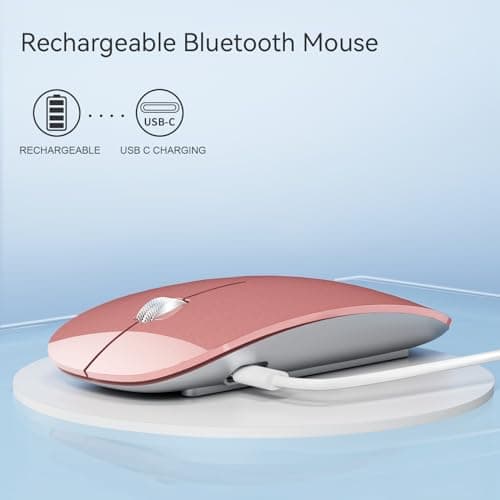 Uiosmuph Bluetooth Mouse,USB C Rechargeable Wireless Mouse,Silent,Rose Gold — view 6