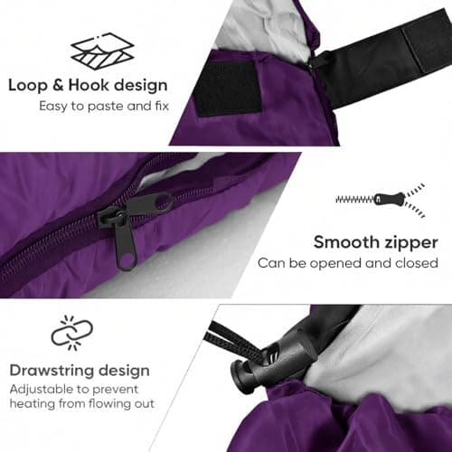 Sleeping Bag for Camping, for 3-4Seasons, Comfortable Adult Blanket, Small Packed Size, Ultralight Carry Bag, Soft, Thick and Warm, for Outdoor Camping, Travel, Hiking. (Purple) — view 3