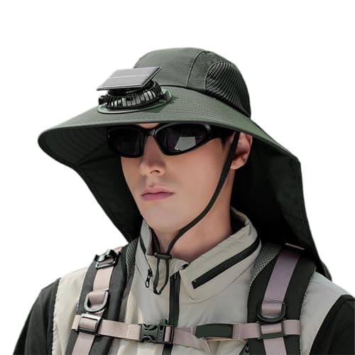 Solar Fan Sun Hat Fishing Hat with Fan Solar Powered Burgundy — view 6