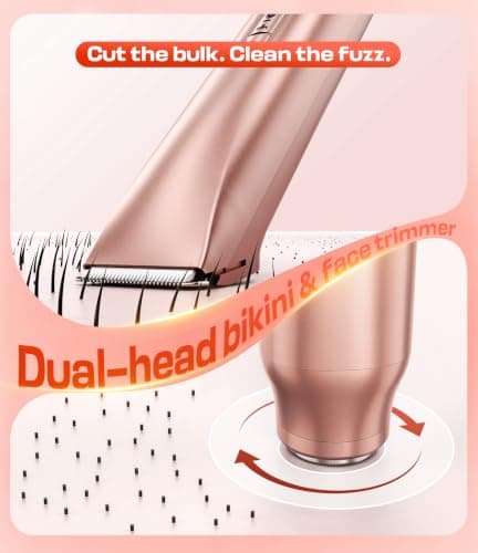Lady Shavers for Women, 2-in-1 Painless Bikini Trimmer Women & Facial Hair Remover, Wet/Dry Rechargeable Electric Razor with Battery Indicator, Portable for Face, Underarm, Legs & Pubic Hair — view 3