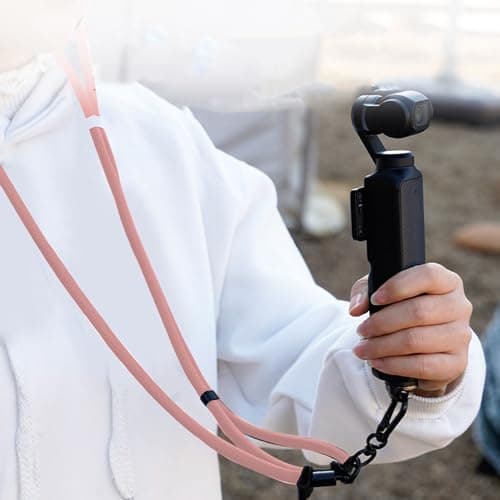 LIYJTK Action Camera Lanyard Adjustable Quick Release Anti Lost Rope for Pocket 3, Action 5, ONE X4 Adjustable Strap (Pink) — view 4