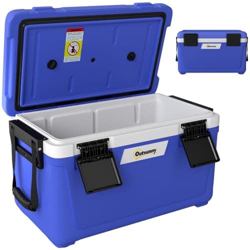 Outsunny 42.6L Insulated Cool Box Lightweight Ice Cooler Lid Dark Blue
