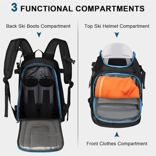 PSNKLMM Ski Boot Bags USB Charging Port Shoulder Backpack Ergonomics Nylon Bags Snowboard for Ski Boots — view 4
