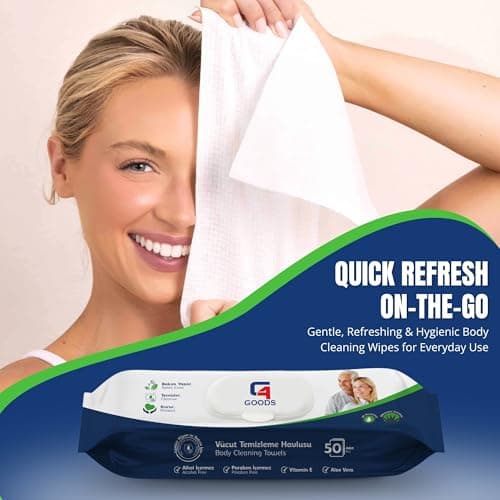 G4GOODS Adult Wet Wipes (600 Counts - 12 Packs) Extra Large No Rinse Cleansing Body Wipes for Bed Bath & No Shower, Thick Soft Unscented, Suitable for Travel, Camping, Gym, Hospital & Incontinence Use — view 3